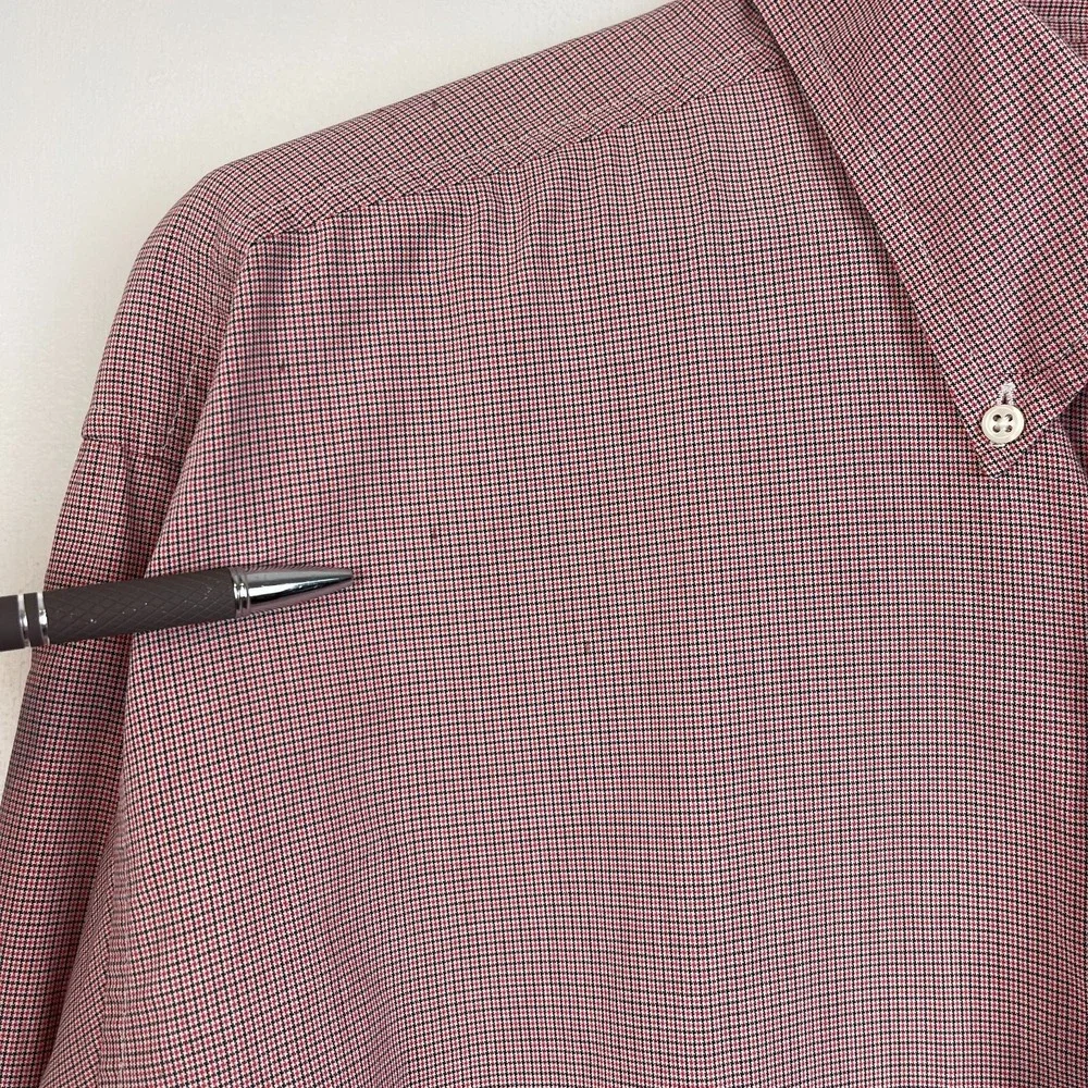 VTG 90s J Crew Oarsman Mens‎ L Cotton Long Sleeve Button Down Red Check *Read